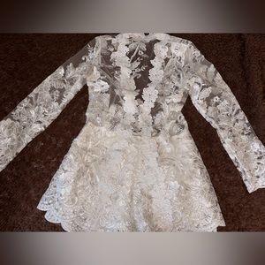 Large White lace shorts and blazer set
